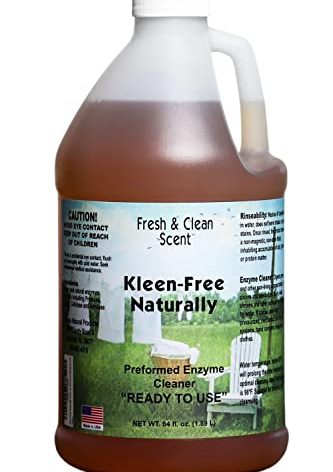Kleen Free Naturally Preformed Enzyme Cleaner, Enzyme Solution, Multi-Purpose Cleaner, Laundry Additive and More - Ready-To-Use - Fresh and Clean Scent - 64oz