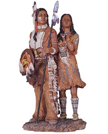 ICE ARMOR 13" H Indian Couple Statue Native American Decoration Figurine, Multicolor (78GSC11334)