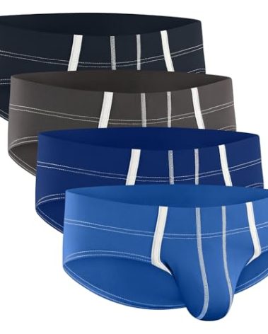Real Men 0in Nylon Sport Briefs B Pouch Med 4pk Drk Blu/DrkGry/Gry/Lt Blu The Pouch Mens Underwear Bulge Mens Briefs Underwear Calzoncillos Para Hombres Calzones Para Hombre Calzones Sexy De Hombre