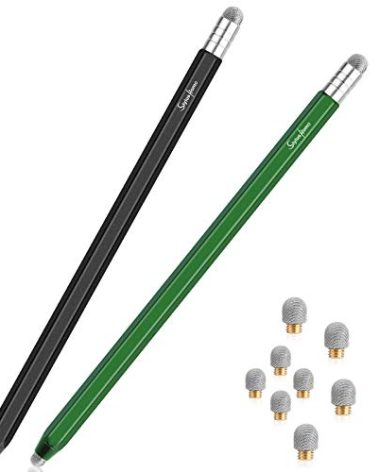 StylusHome Stylus for Touch Screens (2 Pcs), High Sensitivity 2 in 1 Fiber Tips Pen with 8 Extra Replaceable Tips, Stylus for iPad iPhone Tablets Samsung All Universal Touch Screen (Black & Green)
