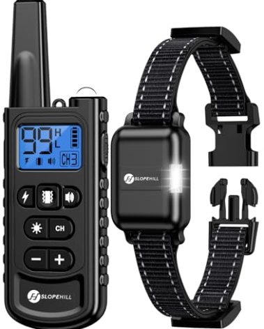 Dog Training Collar with Remote, 4200Ft Remote Electronic Dog Shock Collar with Beep, Vibration, Shock, Light and No Shock Mode, Electric Shock Collar for Small Medium Large Dogs(Black)