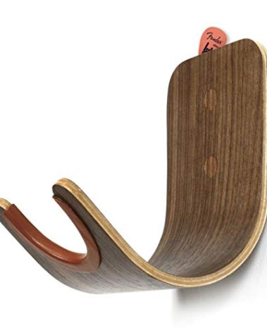 Plywood Guitar Wall Mount Holder with Pick Slot on top, Modern and Unique Design Guitar Hanger for Bass Acoustic Electric Guitars Ukulele Folk Violin Mandolin Banjo Skateboard Stand (Brown)