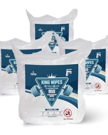 Tazza Wet Wipes, 4 x 950 Count (3800 Total Wipes) - Durable, Pre-Saturated Gym Equipment & Surface Cleaning Wipes