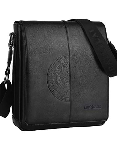 Leathario Men's Crossbody Bag, Vegan Leather, Shoulder Purse Side Sling Satchel, Small Messenger for Travel Work Daily