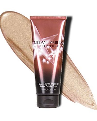 Melanie Mills Hollywood Gleam Body Radiance All In One Makeup, Moisturizer & Glow For Face & Body - Peach Deluxe, Mini 1 fl.oz.