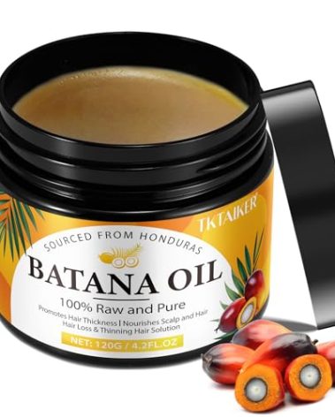 TKTALKER Raw Batana Oil for Hair Growth, 100% Pure, Dr. Sebi Batana Oil from Honduras, Organic, Unrefined, Prevents Hair Loss, Hair Care, Enhances Hair Thickness in Men & Women 4.2 oz