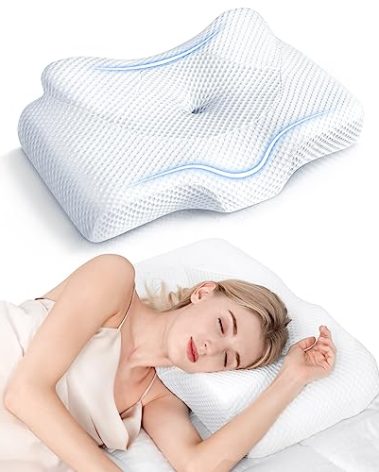 Osteo Cervical Pillow for Neck Pain Relief, Hollow Design Odorless Memory Foam Pillows with Cooling Case, Adjustable Orthopedic Bed Pillow for Sleeping, Support for Side Back Sleepers