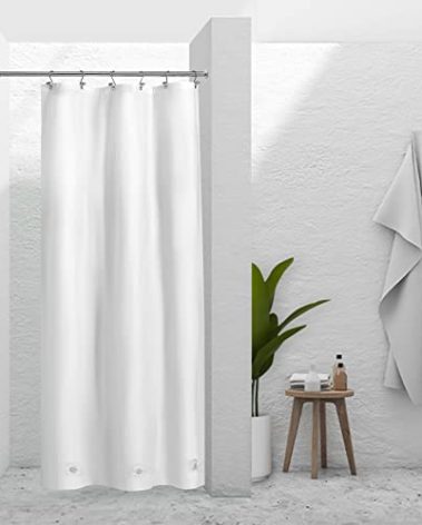 Barossa Design White Stall Shower Curtain Liner with 3 Magnets - 36" x 72", Waterproof PEVA Shower Liner for Small Bathroom Stall, PVC Free, Metal Grommets - White, 36X72