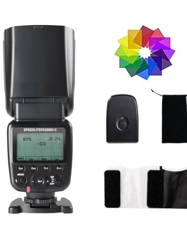 PHOTOOLEX Flash Speedlite with Wireless Flash Trigger TTL HSS 1/8000s GN60,Built-in 2.4G Wireless System Compatible with Canon Cameras Fully Automatic Wireless Flash