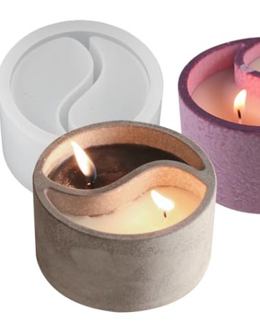 japleed Tai Chi Candle Holder Silicone Mold Yin Yang Candle Vessels Resin Concrete Cement Mold Unique Silicone Resin Jar Box Container Storage Mold DIY Jewelry Trinket Holder Succulent Pot Decoration