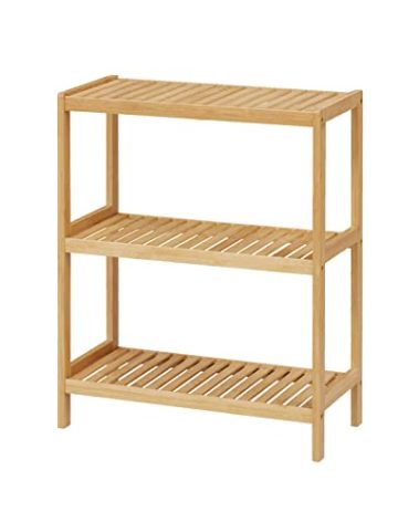Elepude Bamboo Bathroom Shelf, Stand Utility Storage Shelf Multifunctional Bathroom Kitchen Living Room Holder Plant Flower Stand (3-Tier)