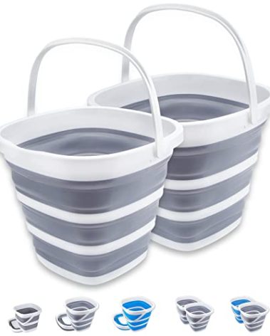2 Pack Collapsible Buckets 10L 2.6 Gallon Cleaning Bucket Mop Bucket Folding Foldable Portable Small Plastic Water Supplies for Outdoor Garden Camping Fishing Car Wash Space Saving Square