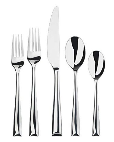 Gourmet Settings - 20-Piece Silverware Set - Soprano Collection - Polished Stainless Steel Flatware Sets - Service for 4 - Kitchen Cutlery Utensil Knife/Fork/Spoons - Dishwasher Safe (29-902)