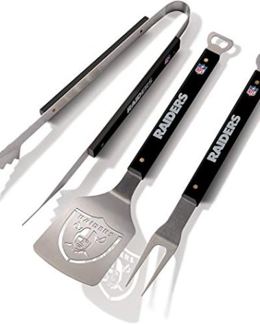 YouTheFan NFL Las Vegas Raiders Spirit Series 3-Piece BBQ Set, Stainless Steel, 22" x 9"