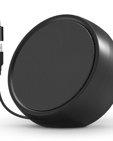 ABRRU USB Computer Speaker for Laptop, External Speakers for Desktop Computer with Crystal Clear Sound, Rich Bass and Volume Buttons, Plug-N-Play (Black)