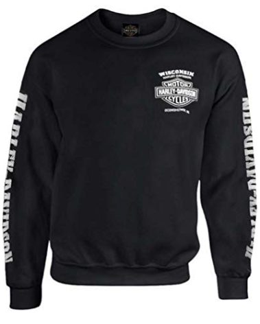 Harley-Davidson Men's Lightning Crest Fleece Pullover Sweatshirt, Black (L)
