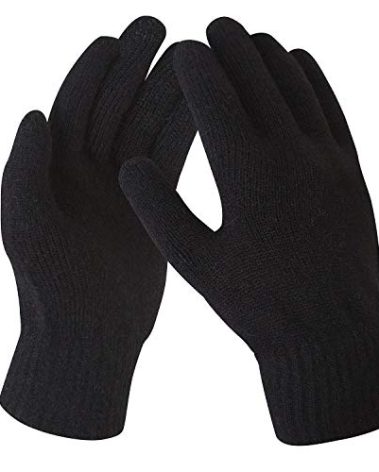 Fantastic Zone Women's Winter Stretch Cashmere Gloves for Women Solid Color Warm Knitted Thick Warm Gloves Black One Size