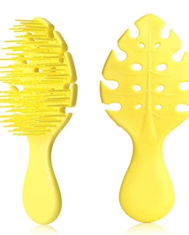 CANDYBRUSH Hair Brush for Kids Toddler Girls Extremely Soft TPEE for Fine Hair Detangling Leaf Form Vented Brushes Mood-Boosting Hairbrush with Lemon Scented Yellow Small