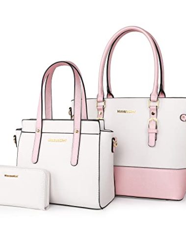 Montana West 3PCS Purses for Women Tote Bag and Wallet Set Shoulder Satchel Crossbody Bags Leather Handbag for Gift Travel Casual Work MWC3-C032WBPK