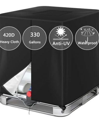 330 Gallon IBC Tote Cover Barlic 420D with Zipper for 1000L Outdoor dustproof Tote Cover Protective Cover Black