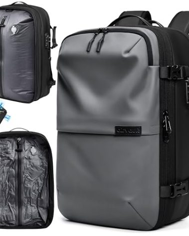 AirVault Vacuum Seal Travel Backpack 60L with Expandable Vortex Air Compression Vacuum System Water Resistant TSA Lock (Vacuum Pump Included, Gray, 60L)