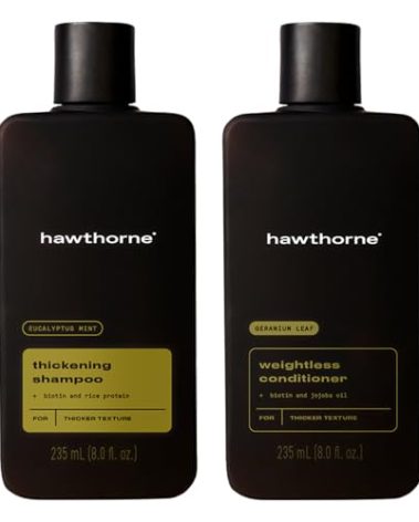 Hawthorne Thickening Shampoo and Conditioner Set. Men’s All Natural Shampoo and Conditioner Set with Thickening Shampoo and Weightless Conditioner. Sulfate Free, Paraben Free. 8 Fl Oz Each.