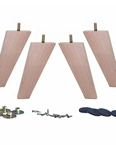 WEICHUAN Tapered Solid Beech Wood Furniture Legs for Sofa Couch Chair Ottoman Loveseat Table Cabinet Legs Furniture Feet Replacement(5.5" Slant Set of 4)