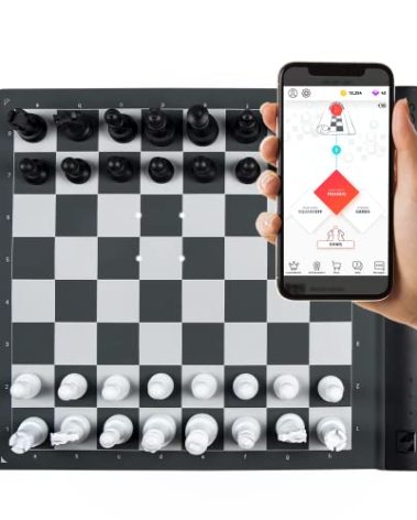 SQUARE OFF Pro Portable Roll Up Chess Board Set | AI Adaptive Electronic Chess Set Game and App with Computer Chess Board & Weighted Tournament Size Chess Pieces | Unique Chess Sets for Adults & Kids