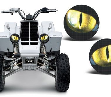 AMR Racing ATV Headlight Eye Graphics Decal Cover Compatible with Yamaha Banshee 350 1987-2005 - Eclipse Yellow