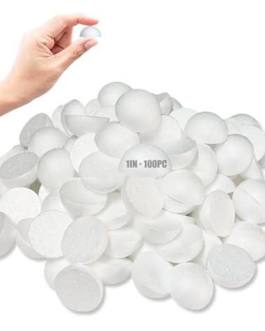 Styrofoam Half Balls 1 Inch,100PC Large White Half Foam Balls for Crafts, DIY Craft Giant Foam Balls for Home and School,Smooth Solid Round Balls (Half styrofoam-1in-100pc)