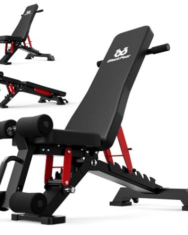 Adjustable Weight Bench - Foldable Workout Bench for Home Gym, Heavy Duty 1300lb Capacity PRO Full Body Strength Training with 8-Level Incline/Flat/Decline Positions & Space-Saving Design（Black)