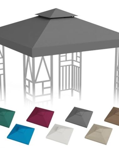 Gazebo Canopy Replacement 10x10ft Outdoor Shelter for Smaller Top Double Tiered Canopy Cover (Darkgrey)