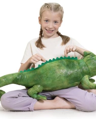 Karister Giant Lizard Stuffed Animal, 31.5" Cute Large Iguana Plush Pillow for Kids Boys Girls, Huge Soft Stuffed Chameleon for Christmas Birthday Gift, Realistic Stuffed Reptile Toy for Animal Lover