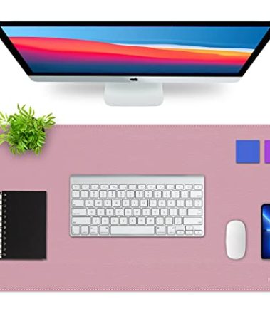K KNODEL Desk Mat, Blotter, Dual-Sided Office Desk Pad, Waterproof Desk Mat for Desktop, Desk Blotters, PVC Leather Pad Protector (Purple, 31.5" x 15.7")