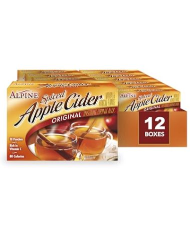 Alpine Original Spiced Apple Cider Instant Drink Mix, Rich in Vitamin C and Low Calorie, 0.74 Oz Pouch (Pack of 120)