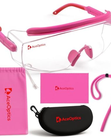 Aceoptics Lab Goggles Chemistry – Anti Fog Z87.1 Lab Safety Glasses for Women | Pink Chemistry Goggles – Complete Kit with Hard Case