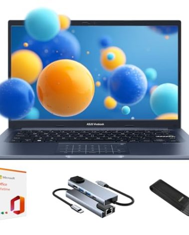 ASUS Vivobook 14 14" FHD Laptop, 13th Gen Intel Core i3 Processor, 16GB RAM, 512GB SSD, Intel UHD Graphics, NumberPad, Privacy Camera, Lifetime Office Suite+128GB USB Flash Drive+Hub, Win 11 Home