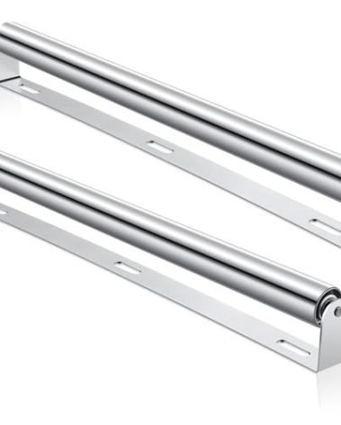 Therwen Pack of 2 Boat Trailer Roller with Bracket Set Conveyor Rollers 1.5" Diameter Kayak Roller Metal Roller with Bracket for Transporting Raft Industrial Use (Silver, 21‘' Long)