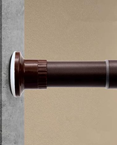 ASHLEYRIVER Room Divider Tension Curtain Rod,Tension Shower Window Curtain Rod,No Drilling,Very Secure-83-122 Inch,Bronze