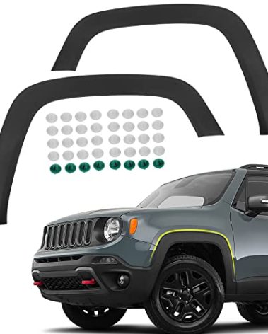 FIONE One Pair Front Wheel Arch Fender Flares Compatible with Jeep Renegade 2015-2022 Moulding Molding Trim Cover Pair Left Driver & Right Passenger Side 5XB65LXHAA 5XB64LXHAA CH1290113 CH1291113