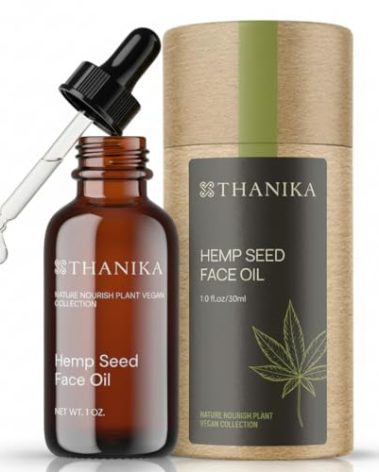 THANIKA Hemp Oil - Lightweight Cold Pressed Hemp Seed Oil Organic for Face to Hydrate, Nourish & Enhance Skin’s Radiance - Non-Greasy Moisturizer for All Skin Types – 1 fl oz