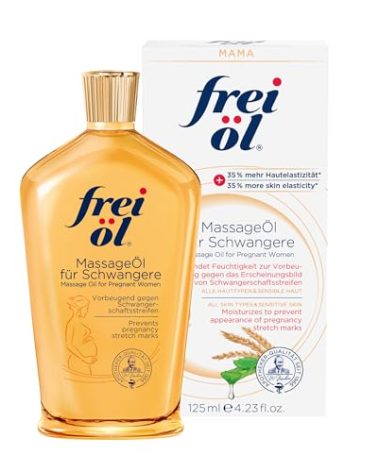 Massage Body Oil for Pregnant Woman – Maternity Skincare Oil, Skin Elasticity Increase by 35% – Prevents Stretch Marks, Safe to use for mom & Baby – Vegan, 125 ml / 4.23 Fl Oz