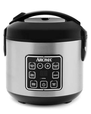 AROMA Digital Rice Cooker, 4-Cup (Uncooked) / 8-Cup (Cooked), Steamer, Grain Cooker, Multicooker, 2 Qt, Stainless Steel Exterior, ARC-914SBD