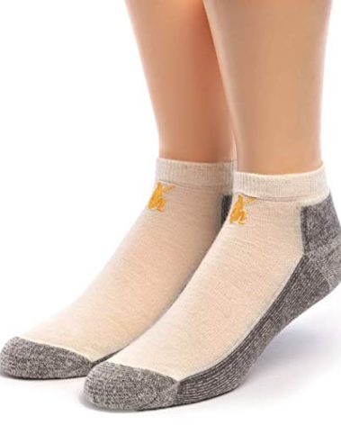 WARRIOR ALPACA SOCKS - Unisex Sport Mini Crew, Alpaca Wool Socks - Anklet with Terry lined Cushion Footbed (Off White/Gray X-Large)