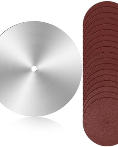 Lanties 10" Sanding Disc for Table Saw 5/8" Arbor Calibration Sanding Disc Balance Blade with 18 Pcs Sandpaper 60 80 100 120 180 240 Grit