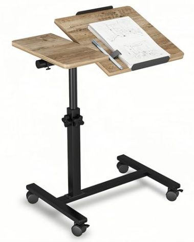 IRUFGLL Overbed Table with Wheels Adjustable Height Beside Desk Rolling Hospital Over Bed Table Laptop Stand for Couch Tray Table Bed Sofa Side Table Computer Workstations-Coffee
