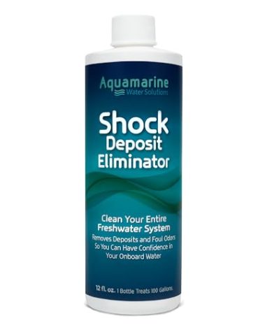 Aquamarine Water Solutions – Shock RV & Boat Water Tank Deep Cleaner and Deodorizer – Treats, Maintains Boat, RV & Household Fresh Water Systems – Ideal for Use Following Seasonal Storage – 12 Fl Oz