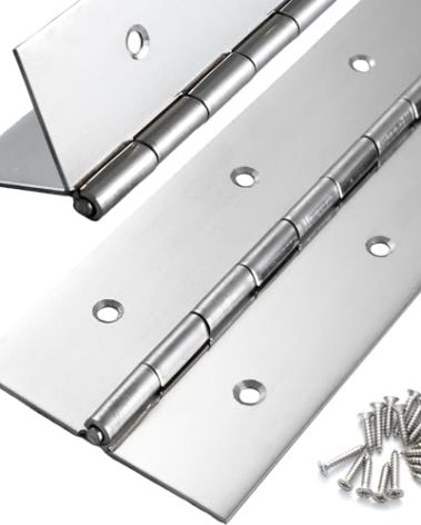 2 Pcs Heavy Duty Piano Hinge 48 Inch x 3 Inch Width, True 0.060'' Thick Stainless Steel Piano Hinge for Heavy Duty Cabinet, Door, Toolbox, Wooden Box, Metal Plate, Furniture, Industrial Project