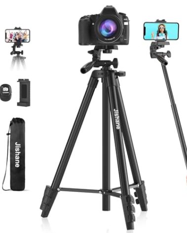 71" Camera Tripod, Versatile Cell Phone Tripod with Wireless Remote Phone Holder and Carry Bag, Lightweight Portable Camera Tripod Stand Compatible with Smartphone Cameras, Max Load 6.6 lbs