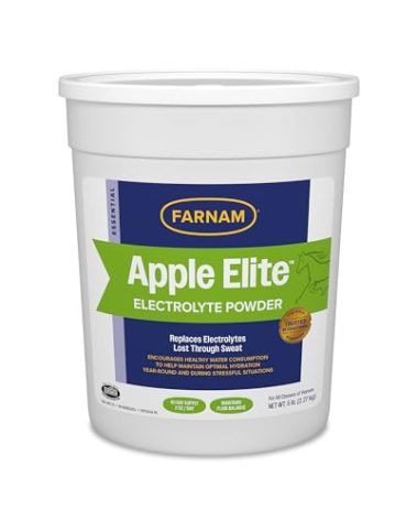 Farnam Apple Elite Electrolyte Powder Supplement for Horses, Replaces Vital Minerals, Encourages Hydration, No Added Sugar, 5 pounds